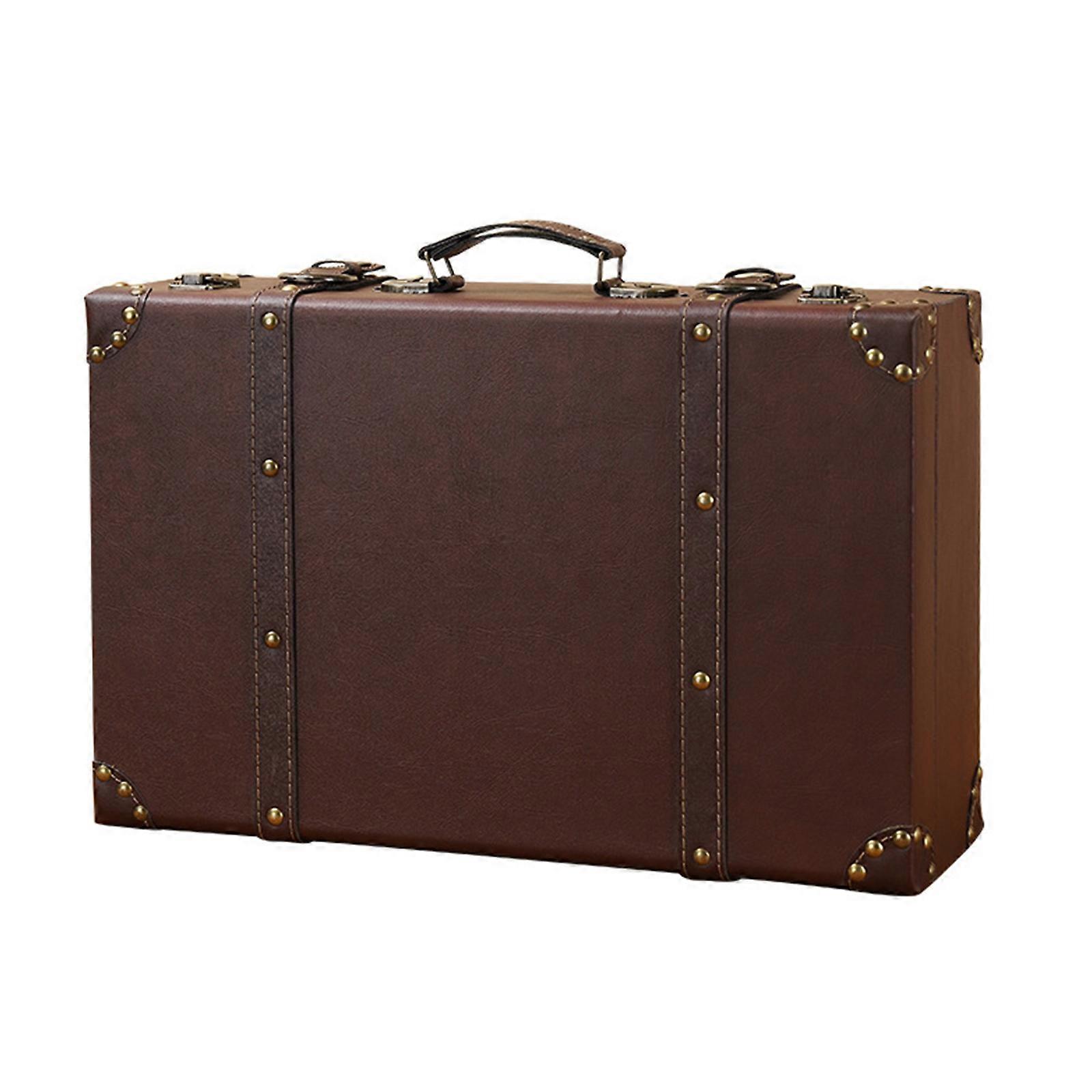 Practical Carrying Case with Spacious Interior Handmade Wooden Leather Suitcase Elegant Collectible Display Box Brown.