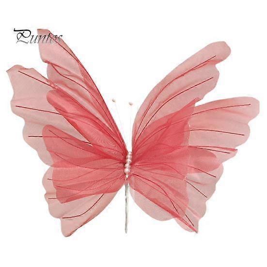 Large Artificial Butterfly Gauze Simulation Butterfly 3D Fake Butterfly with Faux Pearls for Wedding Festival Wall Decoration