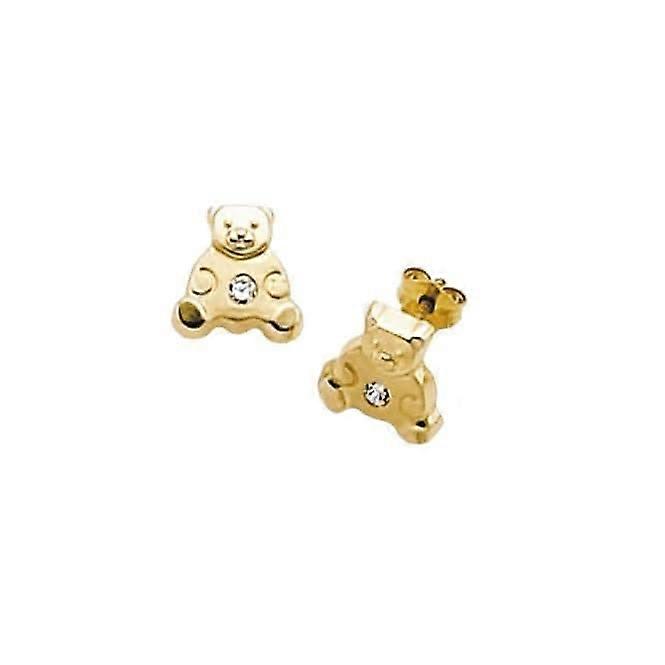 9ct Yellowteddy Bear Zirconia Stud Earrings ES248S