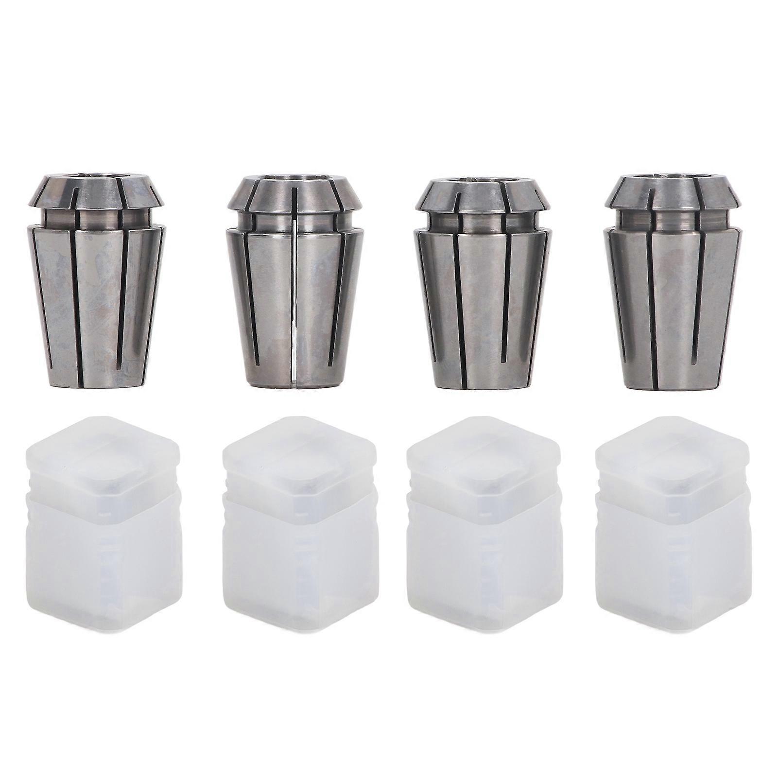 4 Pcs Collet Set 4 Jaw Strong Grip High Carbon Steel Spring Collet Chuck Milling Lathe Chuck Tool
