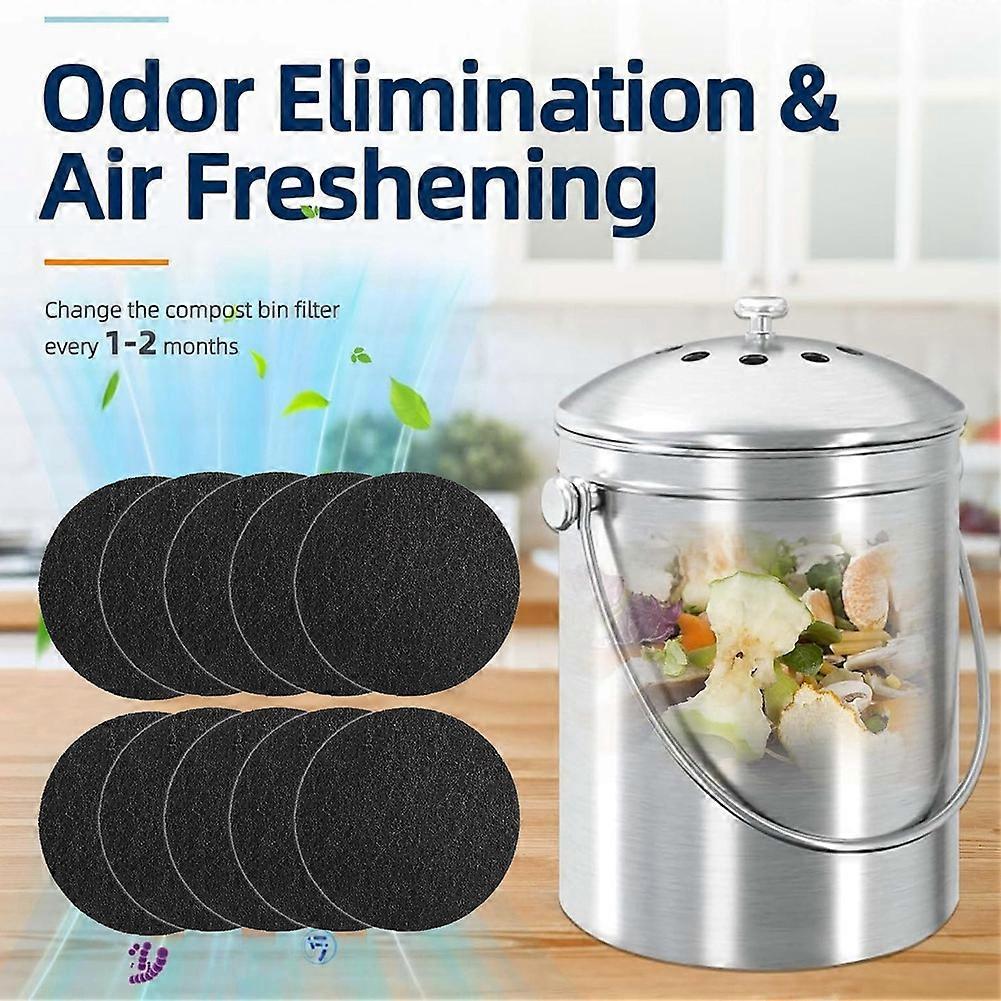 10Pcs Charcoal Filter for Compost Bucket 6.7 Inch Kitchen Activated Carbon Compost Bin Filter Replac