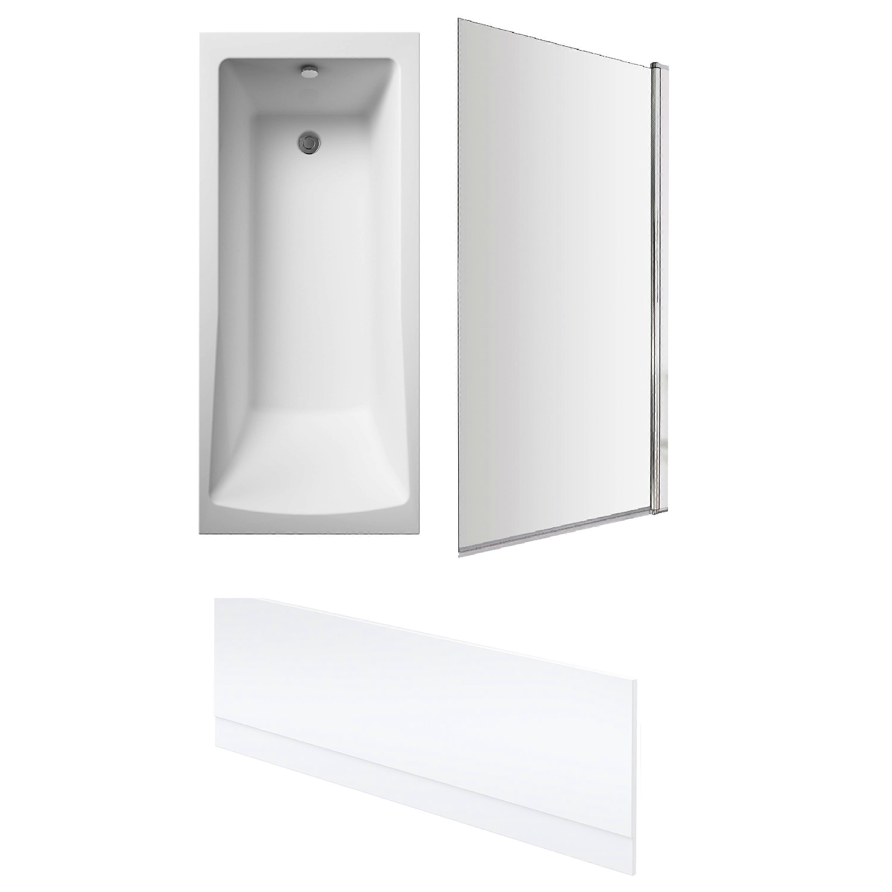 Square Single Ended 1700x700 with Leg Set & Chrome Screen & Front Bath Panel