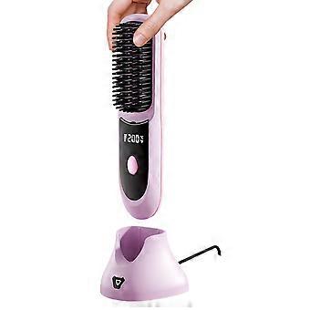 Spazzola per raddrizzatore per capelli senza fili Spazzola per piastra riscaldata veloce Pettine caldo elettrico multifunzionale per capelli bianco professionale