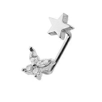 Crystal Butterfly With Star Surface Piercing