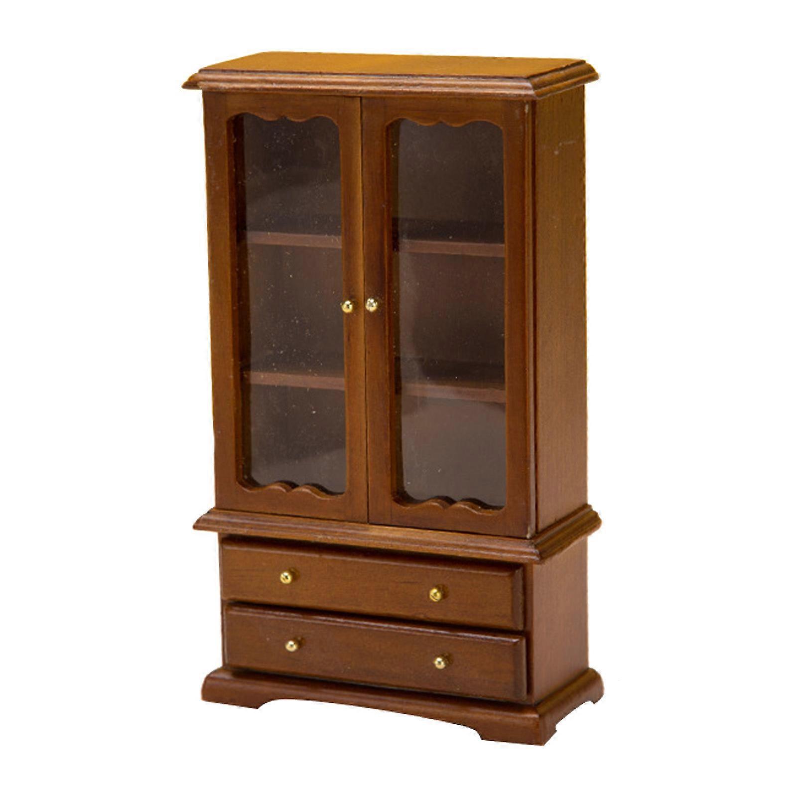 Miniature Dollhouses Display Shelf Accessory 1/12 Scale, Realistic Zakka Wood Display Shelf Dollhouses Miniature Walnut color