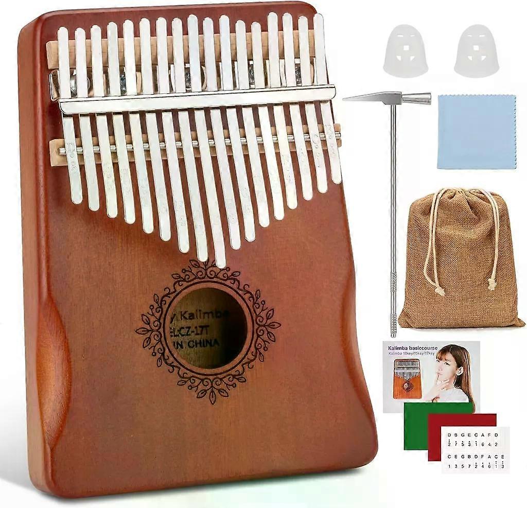 Piano à pouce Kalimba 17 notes – Instrument en bois massif fait à la main avec accordeur, cadeau idéal pour les mélomanes