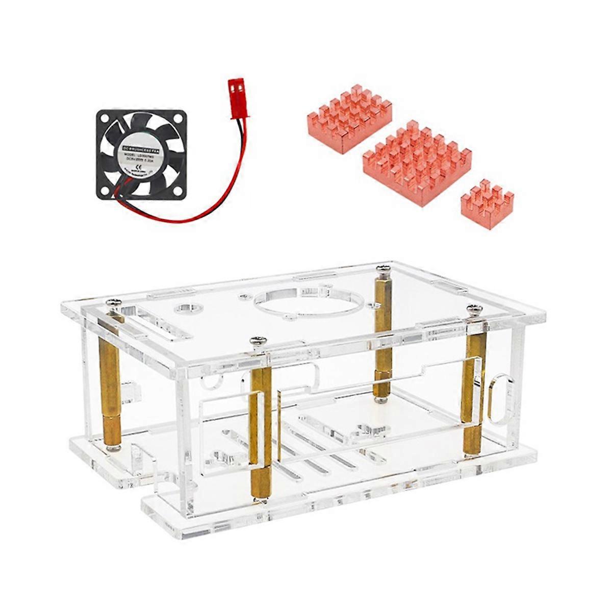 For Orange Pi RV2 Acrylic Case Active Passive Cooling Fan Cooler Heatsinks for Orange Pi RV2 OPI RV2