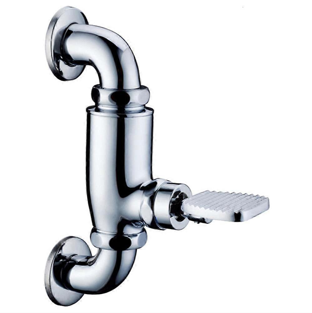 Delay Flushing Valve Foot Operated Toilet Flush Valve Brass Angle Valve with Swivel Mount Adapter for Bathroom