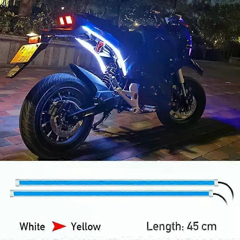 2pcs φώτα σημάτων στροφής μοτοσικλετών LED ημέρας που τρέχουν πίσω φως DRL αδιάβροχο φως φρένων λουρίδων διακόσμησης που ρέει