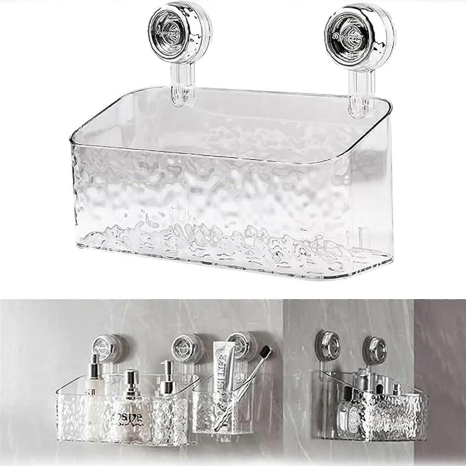 Androf acrylic transparent shower storage, light luxury -style glacier pattern absorption cup shelf