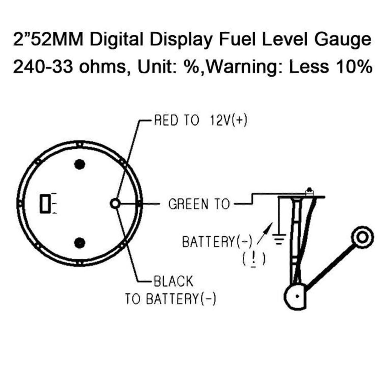 FuelLevelGauge 2\"52mmFuelLevelGauge CarFuelTankMeter 12VCarFuelTankMeter FuelLevelGaugewithLEDBacklight PointerFuelLevelGauge RimAutomotiveGauges