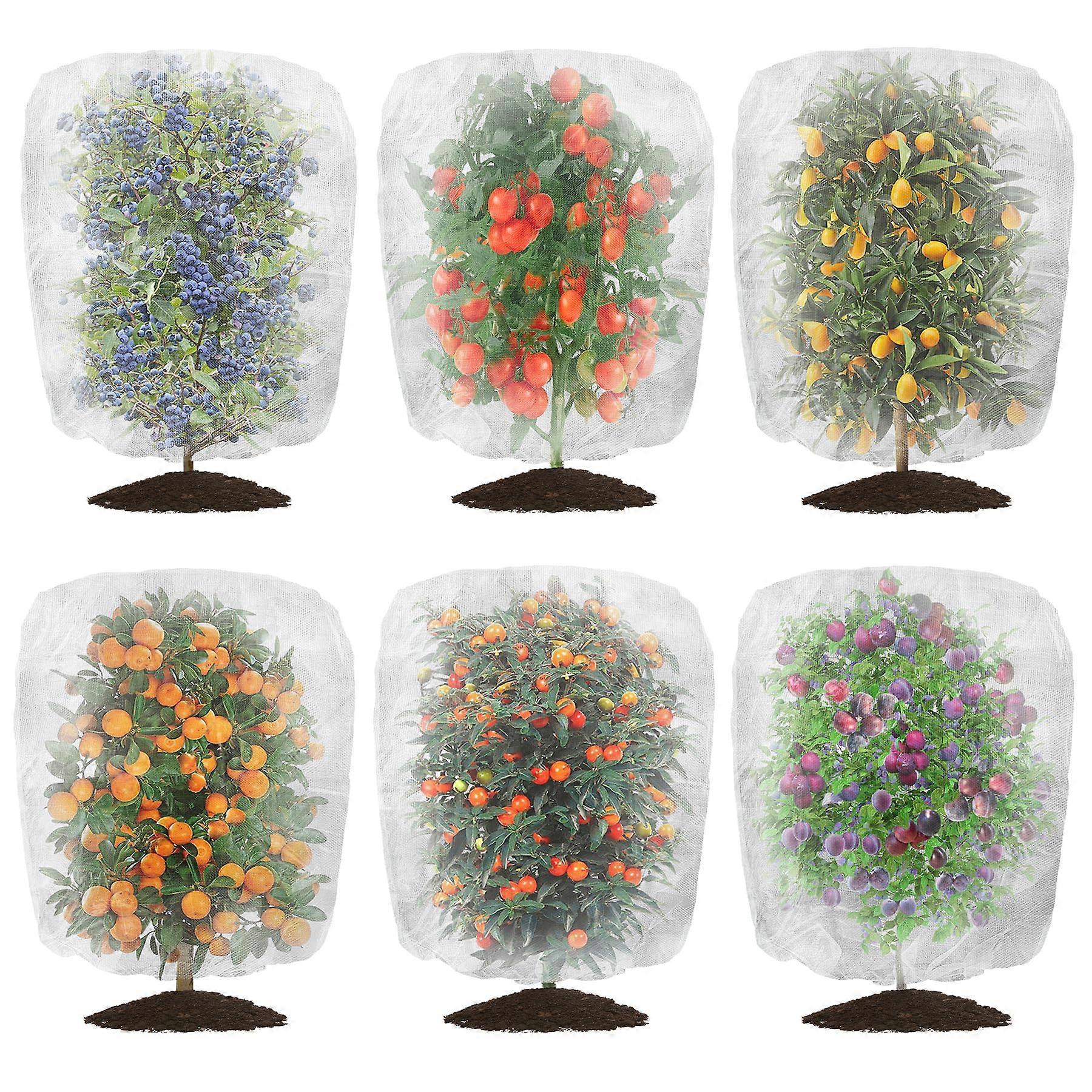 4.6 x 3.4 Ft Garden Netting - 6 Pcs Insect Bird Mesh Barrier with Drawstring for Plant Protection and Pest Control