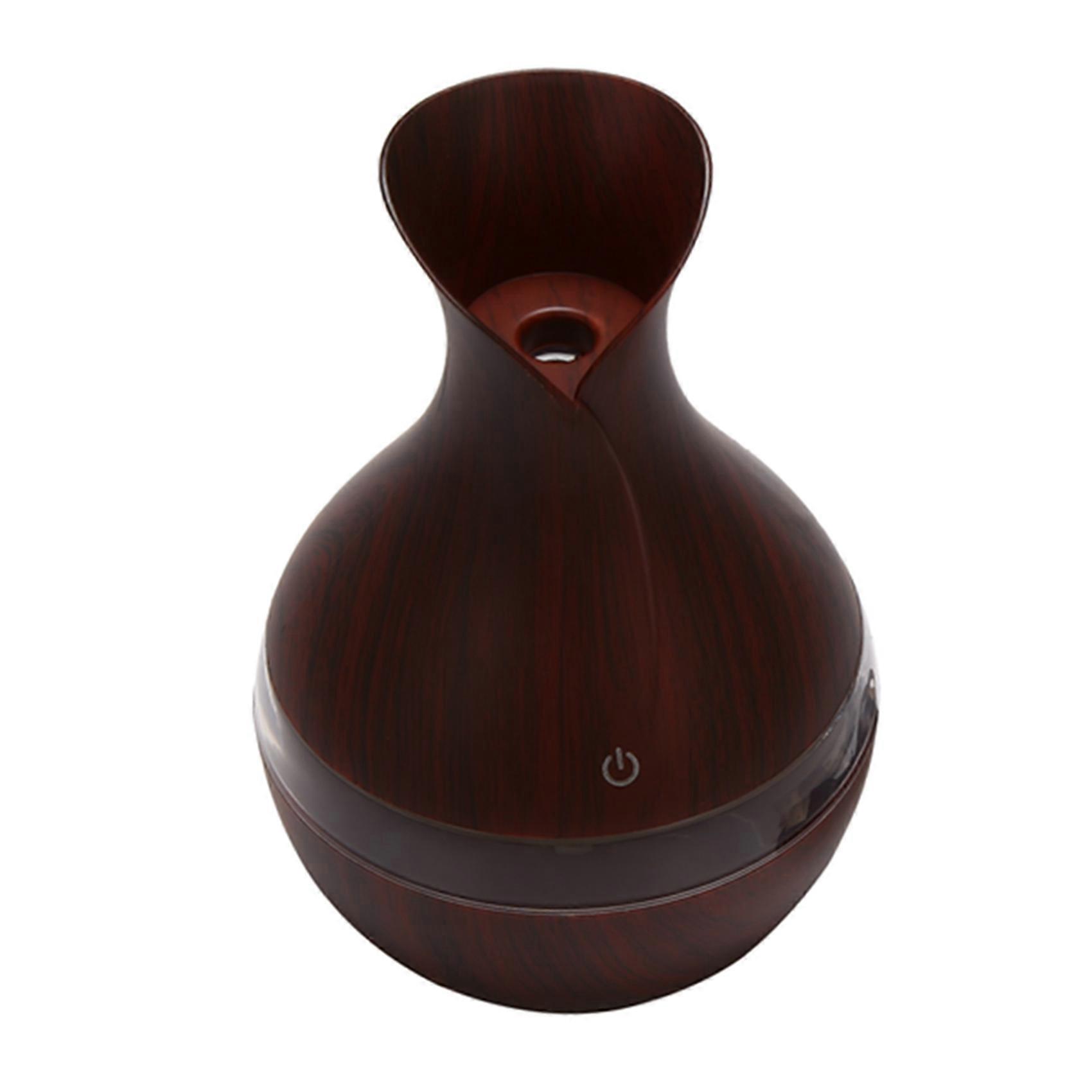 300 Ml Ultrasonic Air Humidifier Aroma Essential Oil Diffuser With Wood Grain 7 Color Changing Led Lights For Office Home Deep Color
