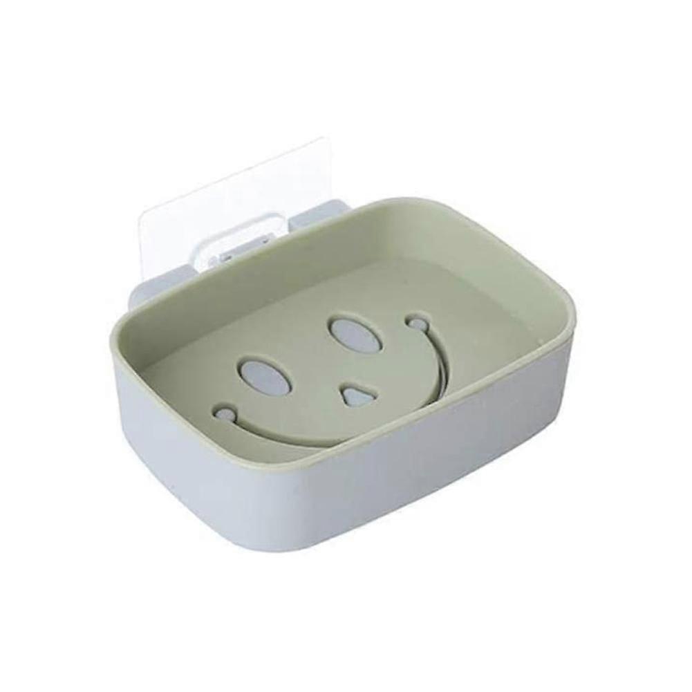 Plastic Wall Mounted Soap Dish Rack Detachable Double Layer Bathroom Soap Organizer(Green)