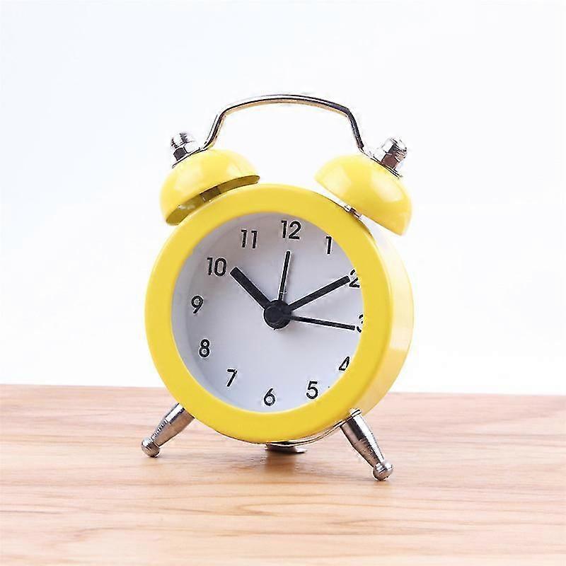 2pcs 2inchミニかわいいカチカチ音をたてないヴィンテージレトロなアナログツインベル目覚まし時計重い寝台車のための大音量のベル