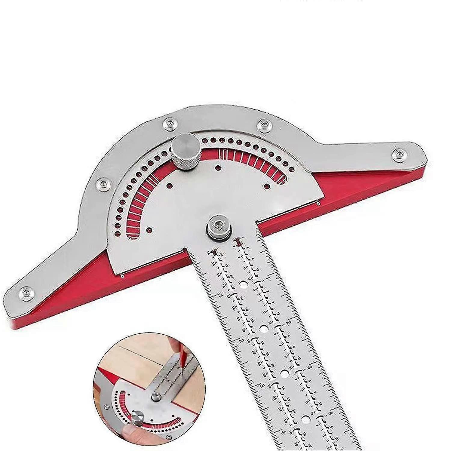 Woodworking Edge Ruler, Woodworkers Edge Rule, Precision Woodworking Tools Ruler With Adjustable Protractor Angle Finder