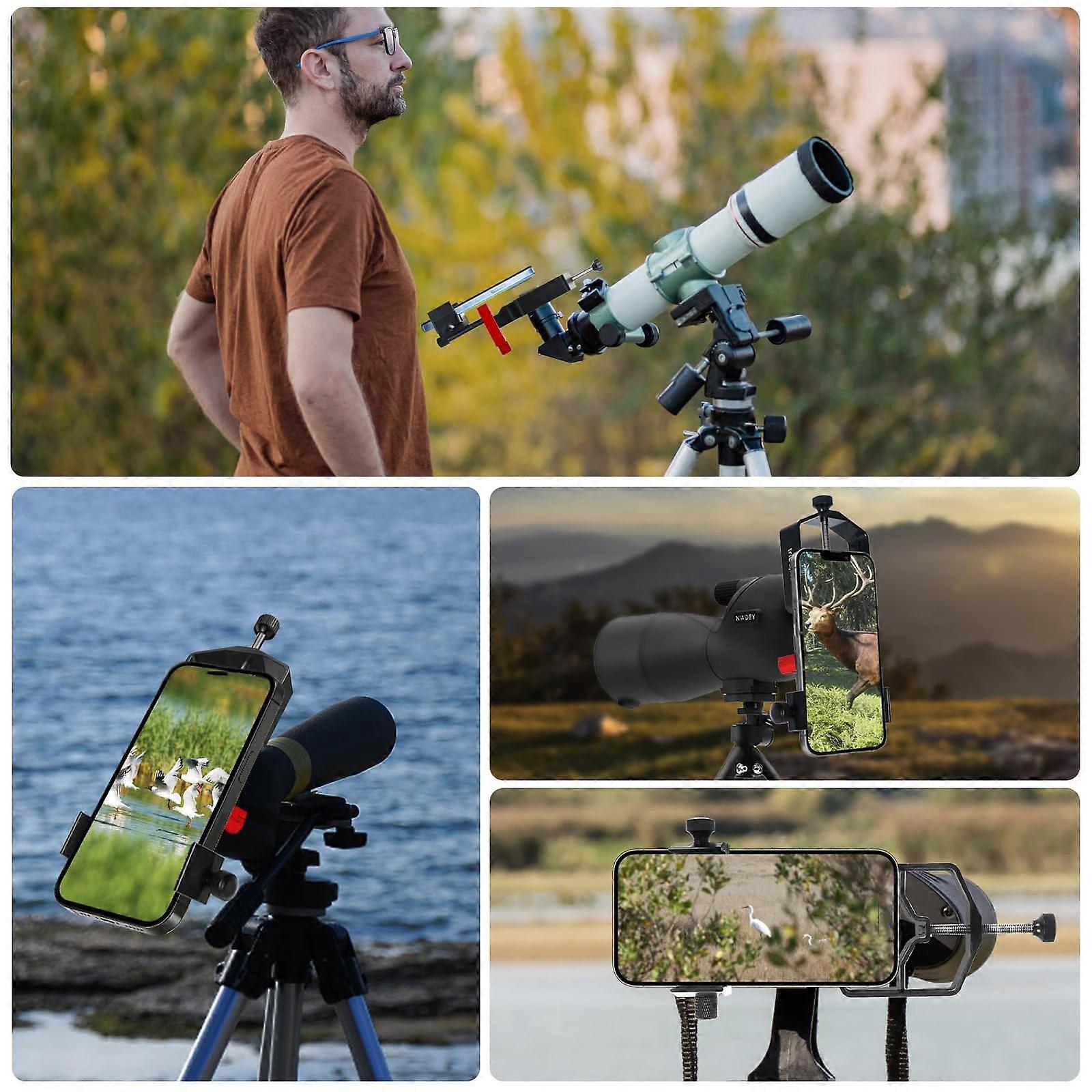 Tridaptor Digiscoping Adapter 3-Axis Telescope Phone Mount For Binocular Monocular Microscope