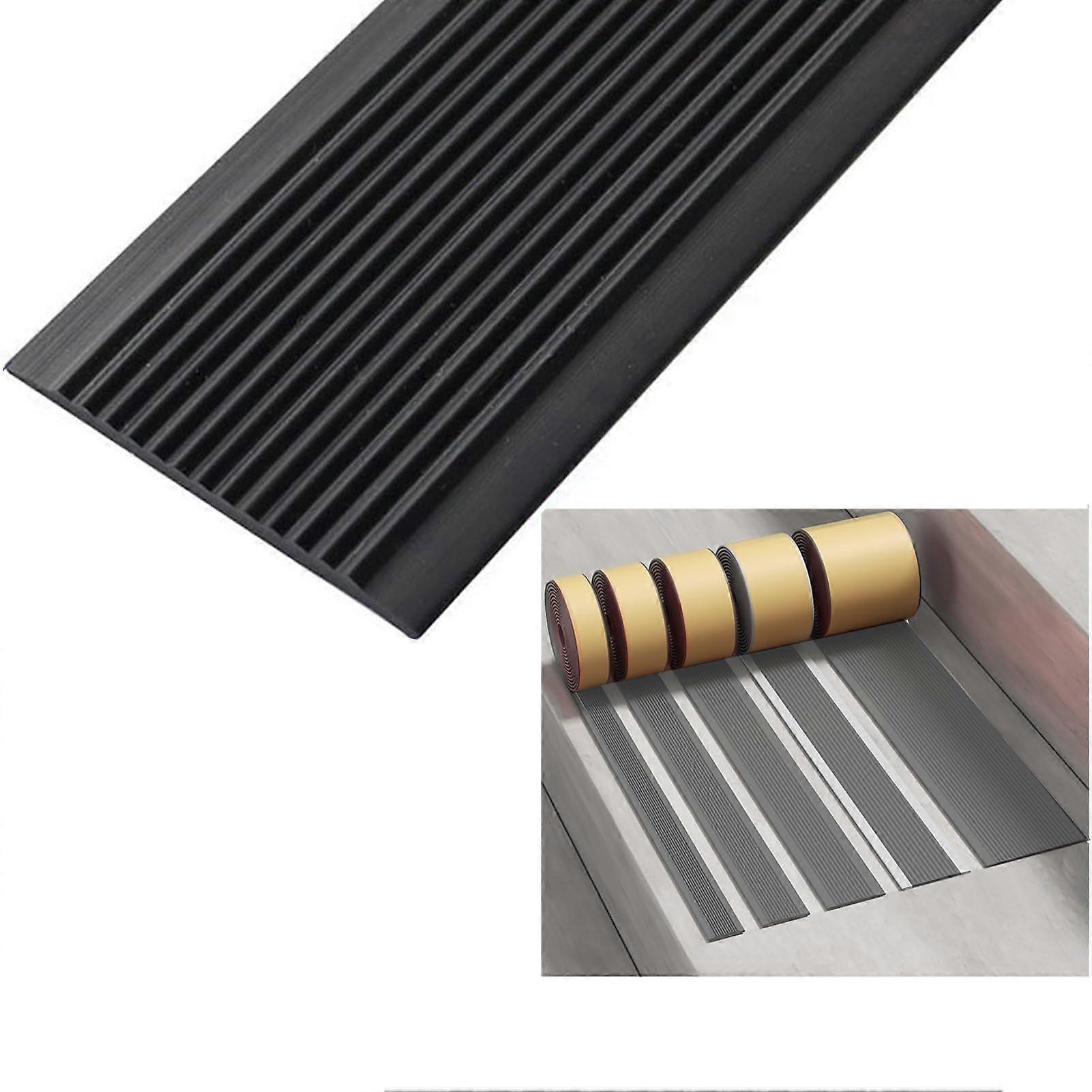 Antislip Tape for Stairs, Black PVC Rubber Stair Tread Strips, Self-Adhesive Non-Slip Protector, 3m Length, 4cm Width