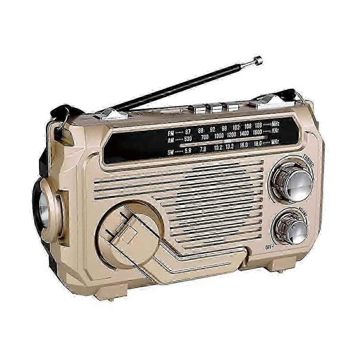 راديو الكرنك اليدوي للطوارئ مع بطاقة TF للشحن الشمسي FM AM SW ودعم Bluetooth 5.2