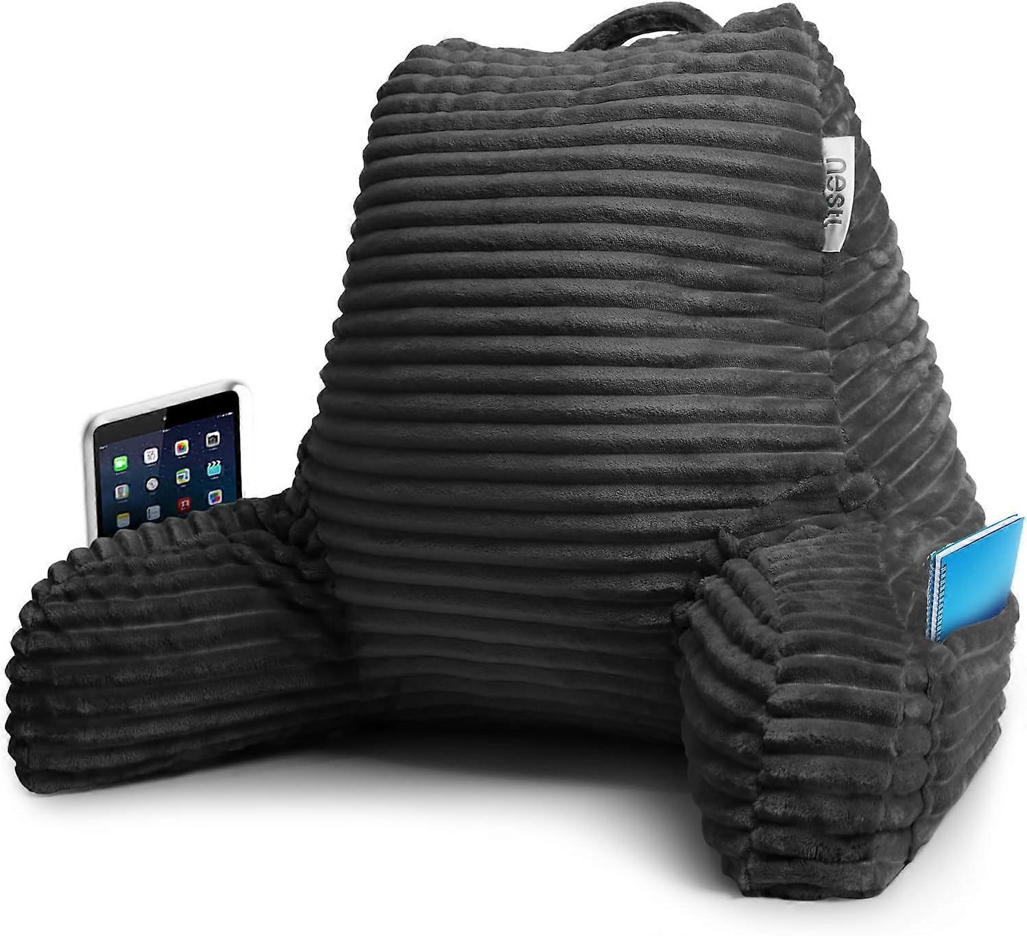 Reading Pillow For Adults With Backrest And Pockets Black 43x36cm