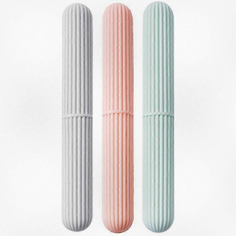 Set of 3 Portable Plastic Toothbrush Holders and Toothpaste Storage Boxes in Assorted Styles