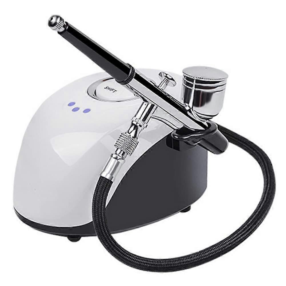 Airbrush Kit with Mini Air Compressor Paint Spray Gun for Nail Art Painting Make Up (White)