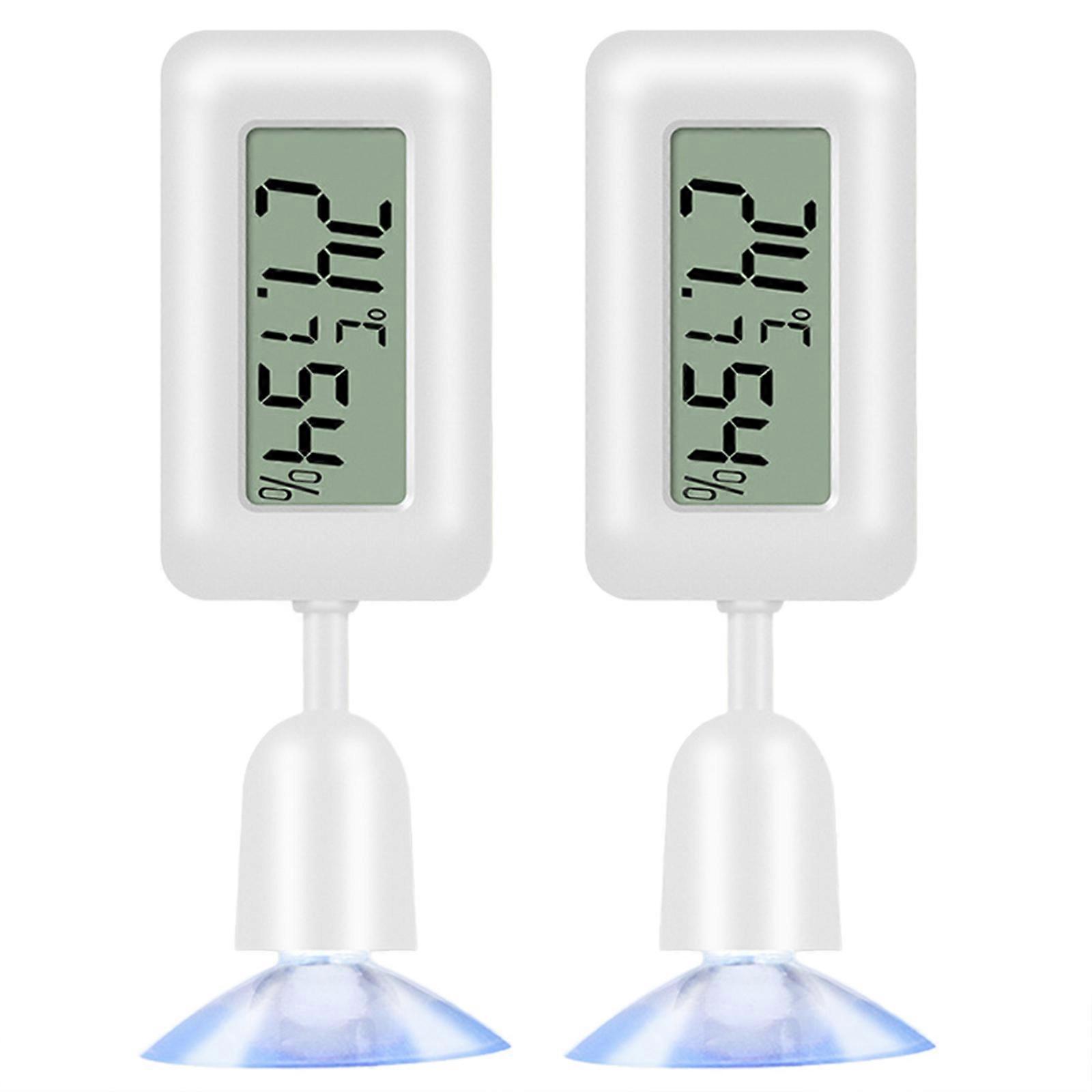 2PCS Digital Display Temperature Measurement Device with Suction Cup Home Reptiles Care with Precisions and Ease of Use White
