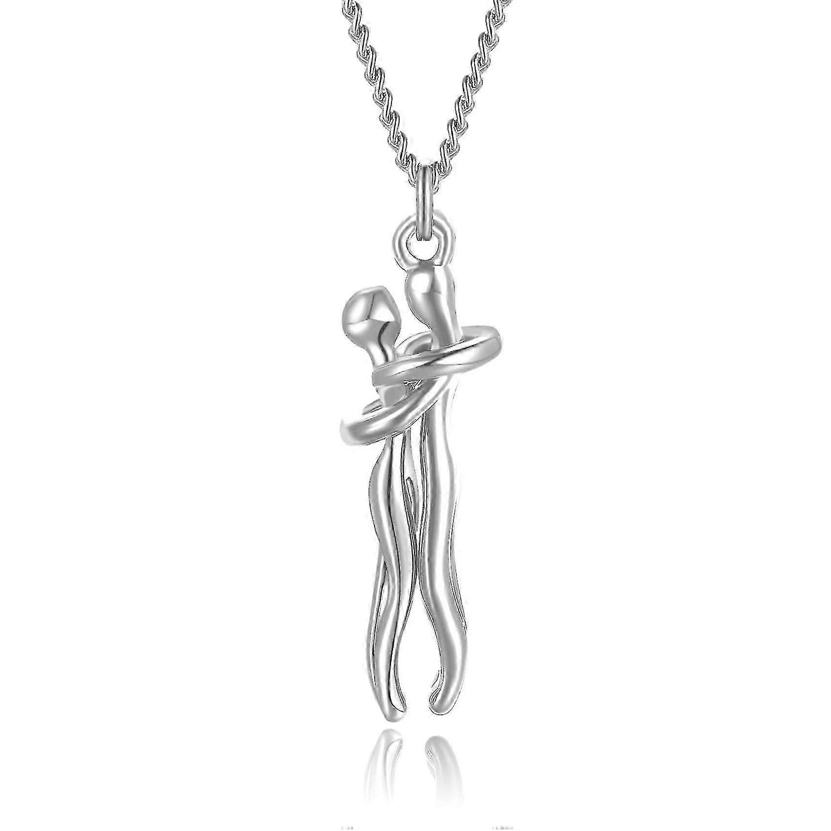 Par kram halsband för pojkvän flickvän, födelsedag jul valentines gåva - silver
