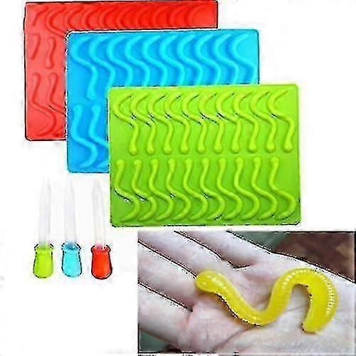 Silicone Gummy Worm Mold Candy Sugercarft Baking Molds With Dropper Tool