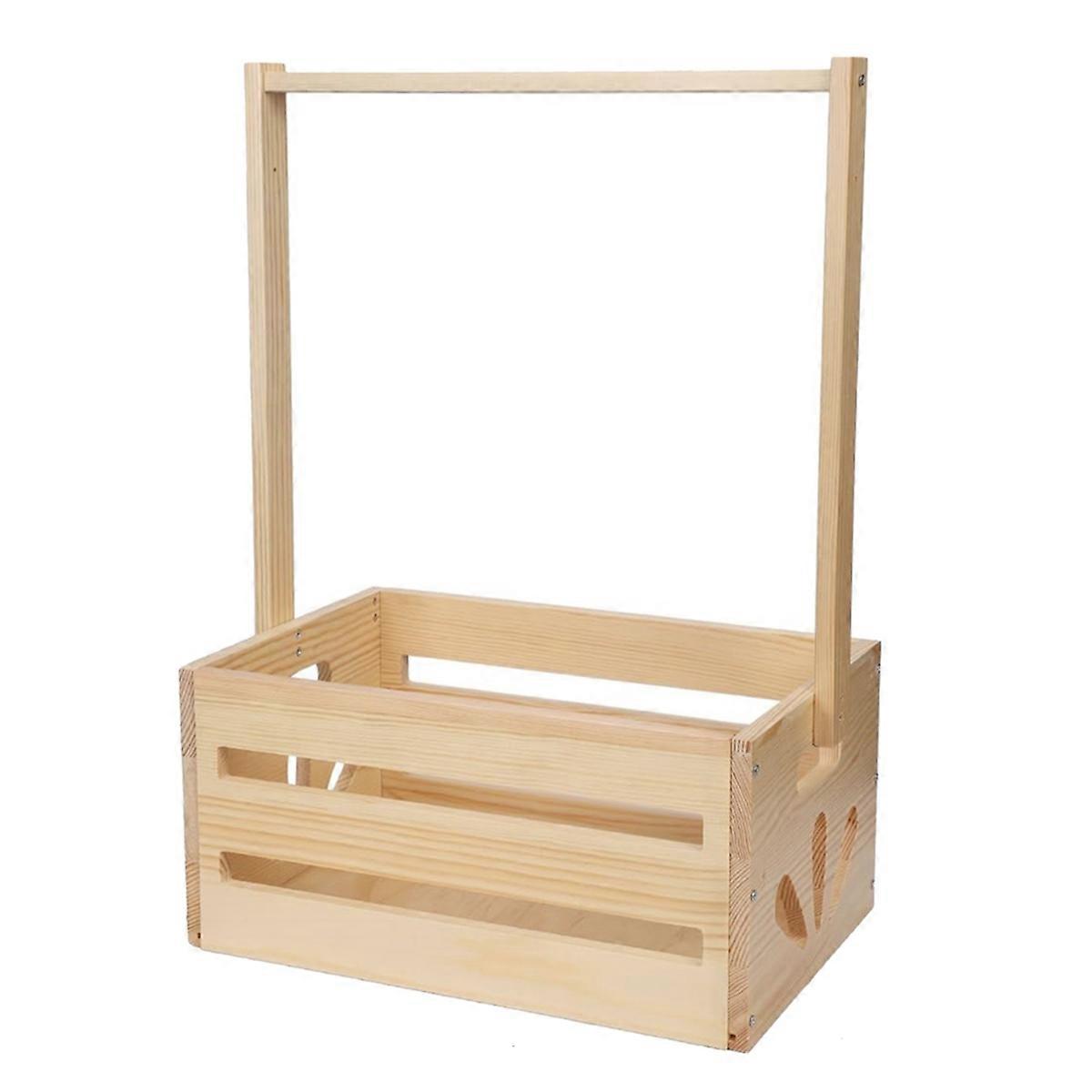 Wooden Bath Basket with Handle Baby Clothes Storage Box Toy Storage