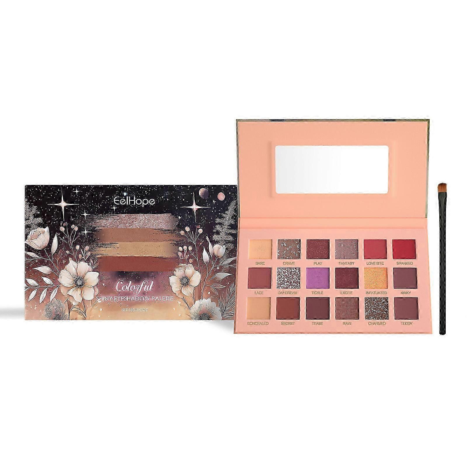 Colorful Shiny Eyeshaow Palette, 18 Colors Makeup Eyeshaow Palette, Shimmer Glitter Eye Shadow, Eyeshadow Palette with Brush