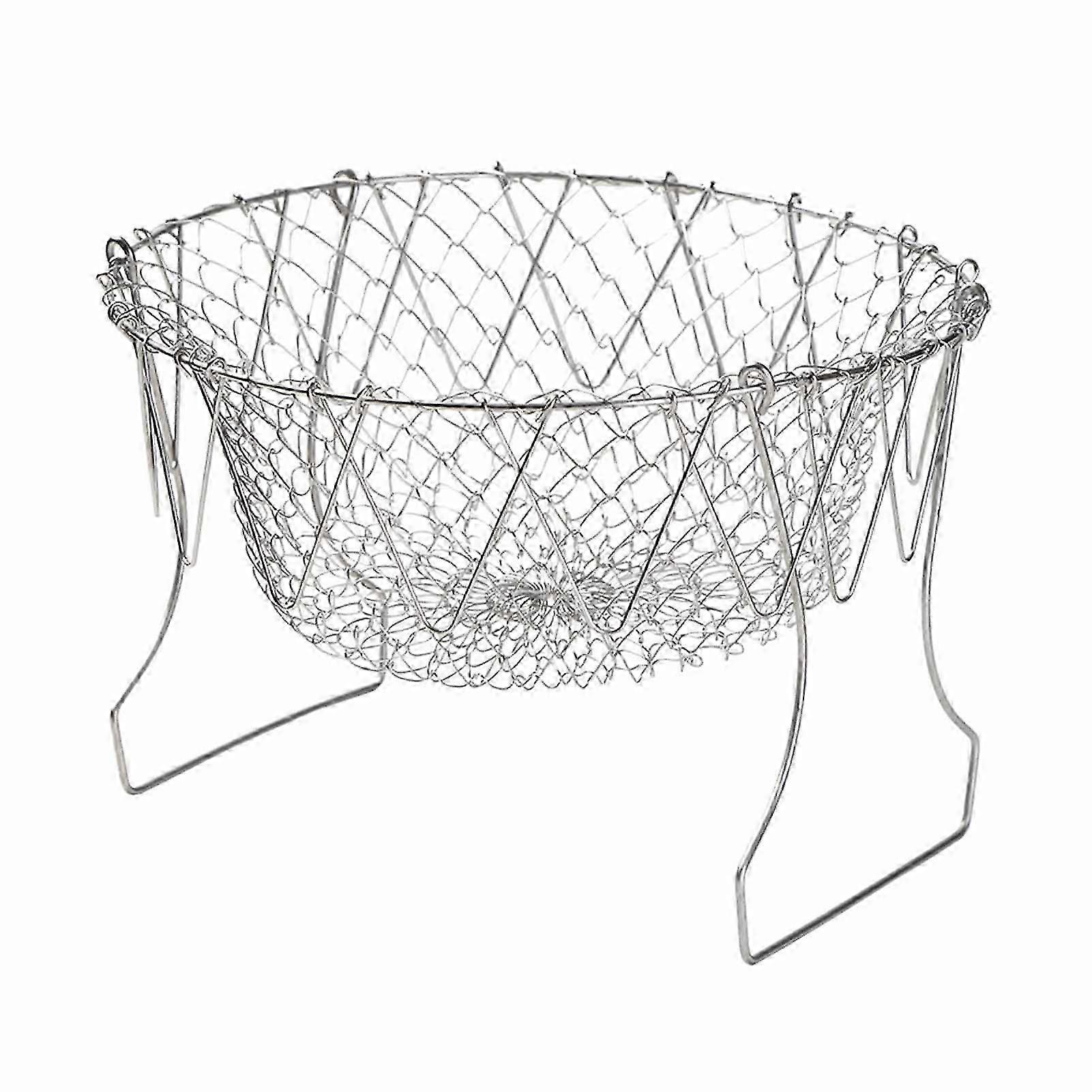 Foldable Stainless Steel Frying Basket with Medium Mesh
