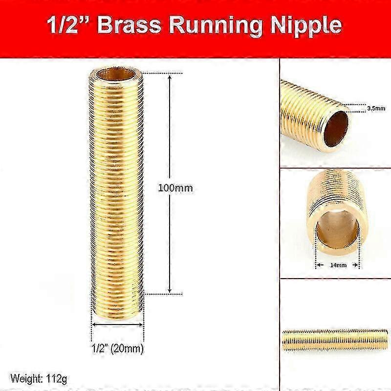 1/2 inch pipe nipple with cut-through thread brass nipple