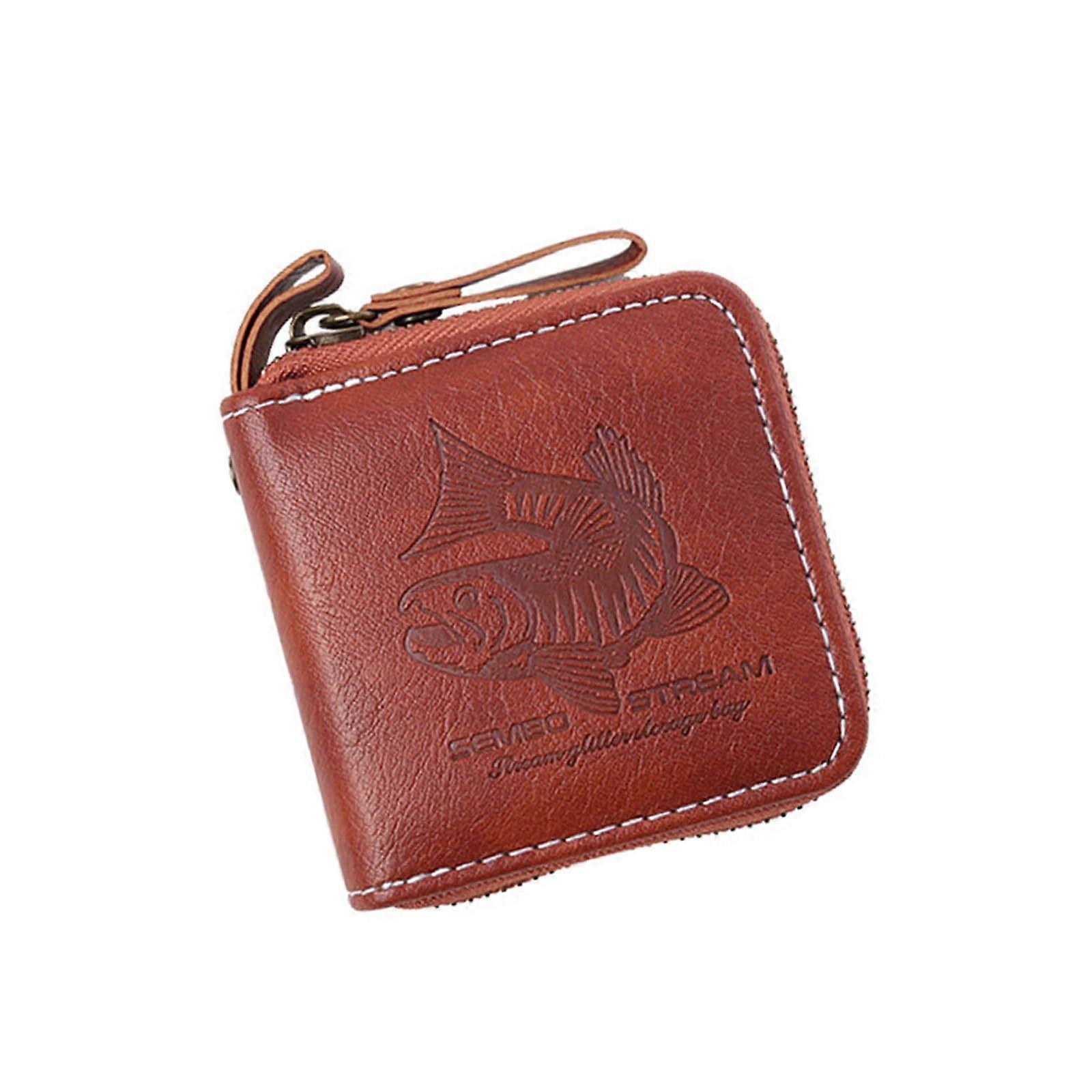 Portable Fly Spinner Spoon Baits Storage Bag Waterproof PU Leather Case for Small Lures and Spoon Baits