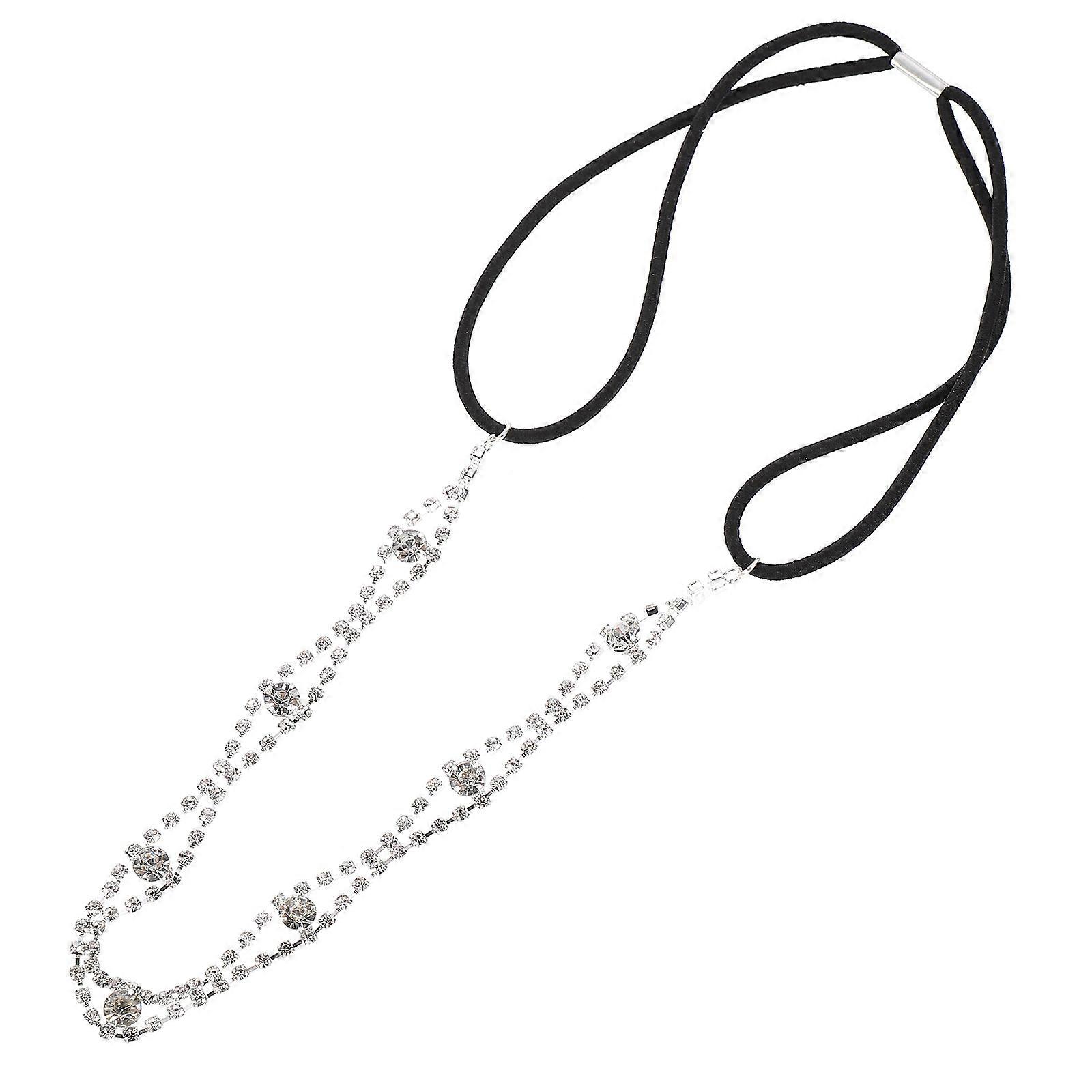 Rhinestone Beaded Headband for Decor Durable Silver 2pcs Size Adjustable