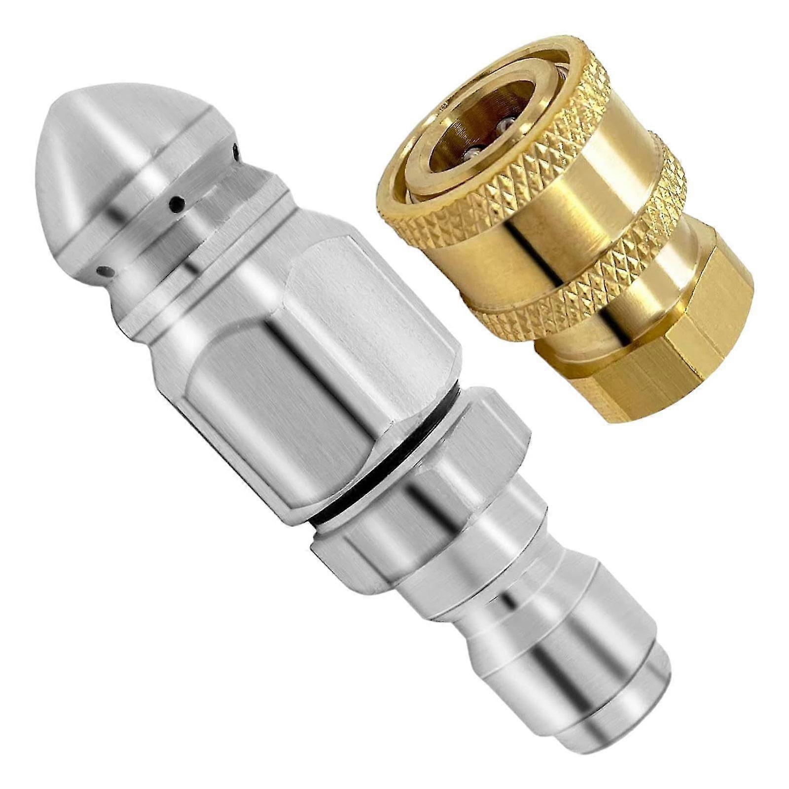 Compact Rotating Button Drain Cleaning Hose Nozzle Accessories, Sewer Jetter Nozzle Suitable for Pressure Washer and Drain Jetting Hose Use