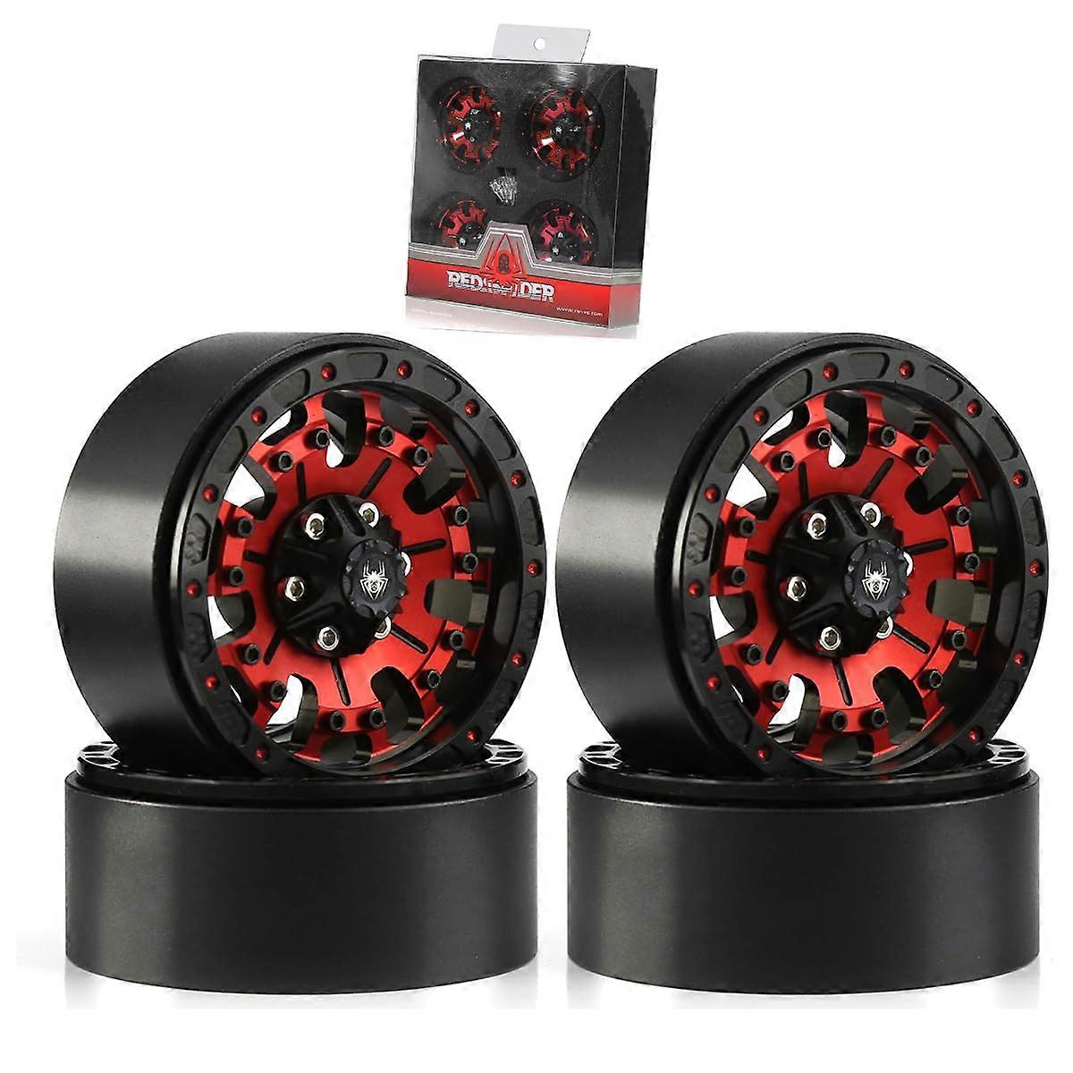 1.9 Beadlock wheels aluminium alloy, 3 color options for 1:10 RC Crawler (Red) Ref: 3587