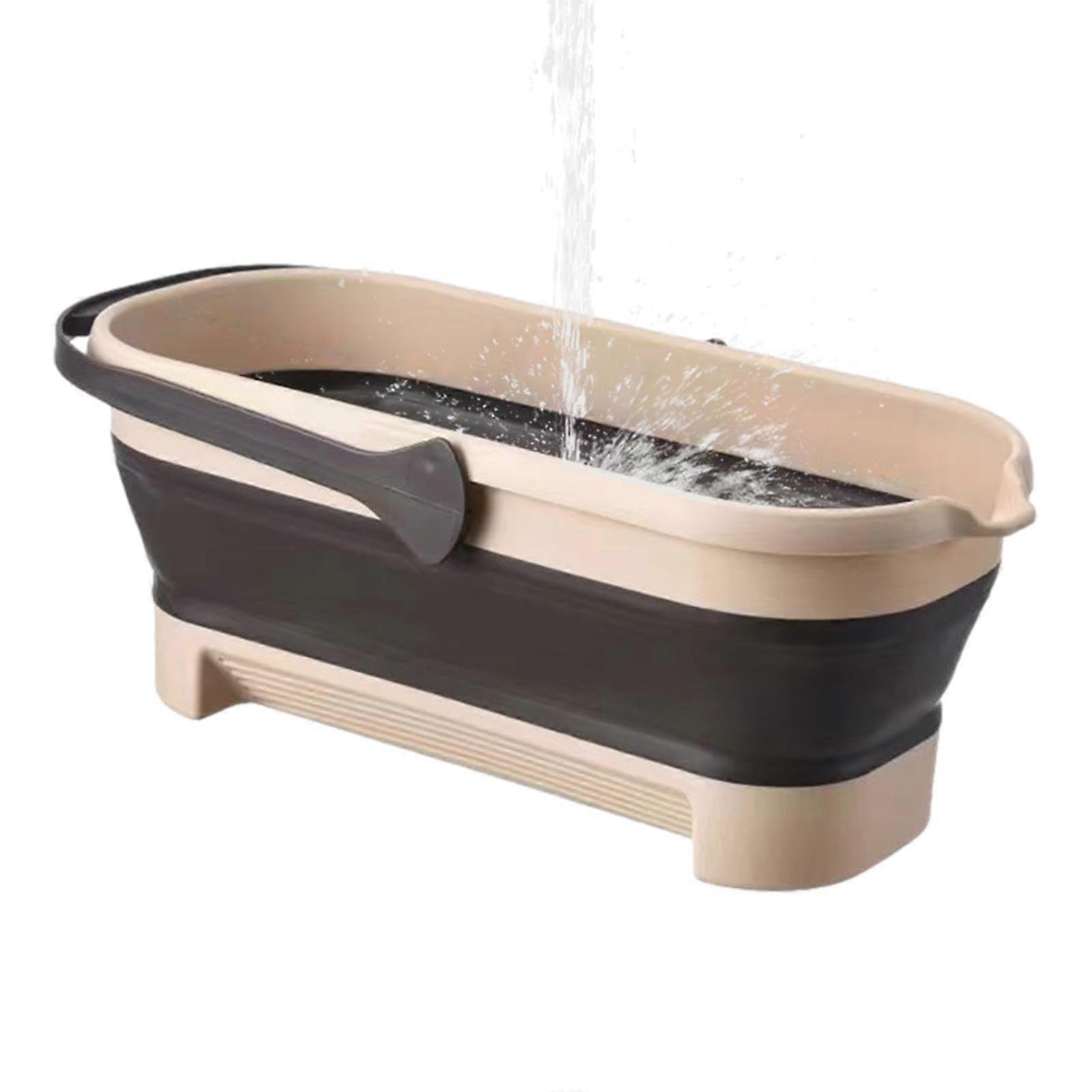 Mop Bucket Rectangular Laundry Basket with Water Bucket for Cleaning Home, Camping and Manufacturing Beige