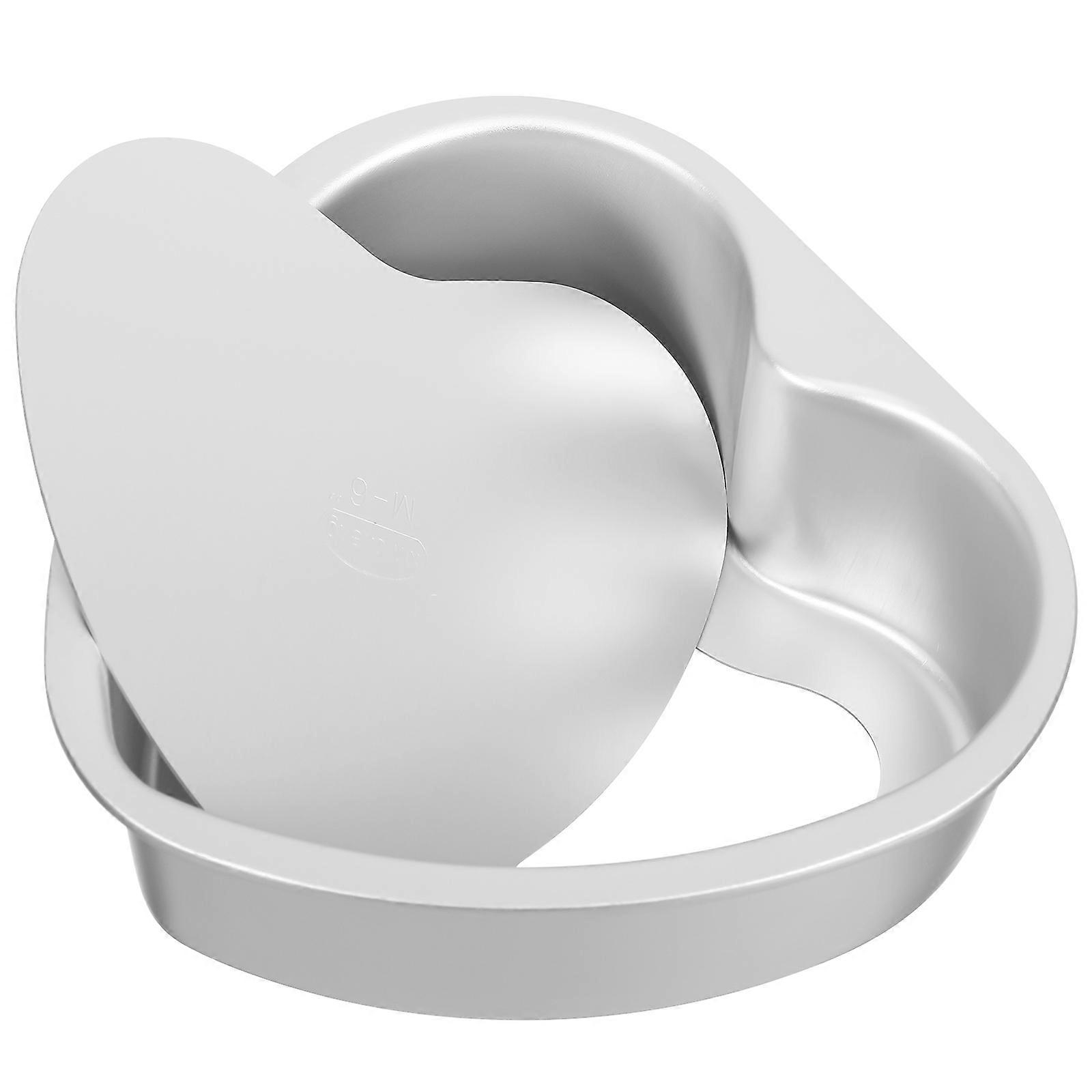 Aluminum Cake Pan Heart Shape Baking Tool Wedding Cakes Silver Removable Bottom 1Pcs