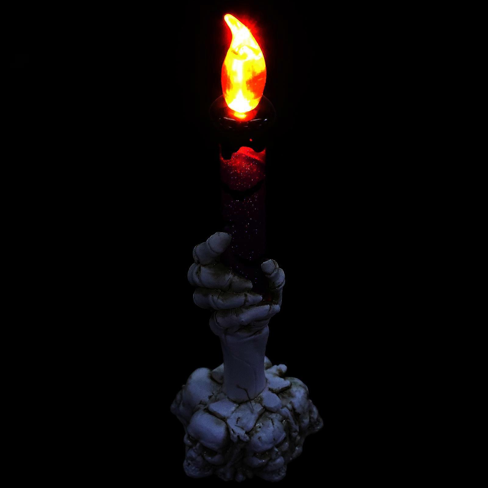 Halloween Skull Hand Flameless LED Candles Purple Decorative Lamps for Party, Festival & Haunted House Safe Flickering Ambient Lighting
