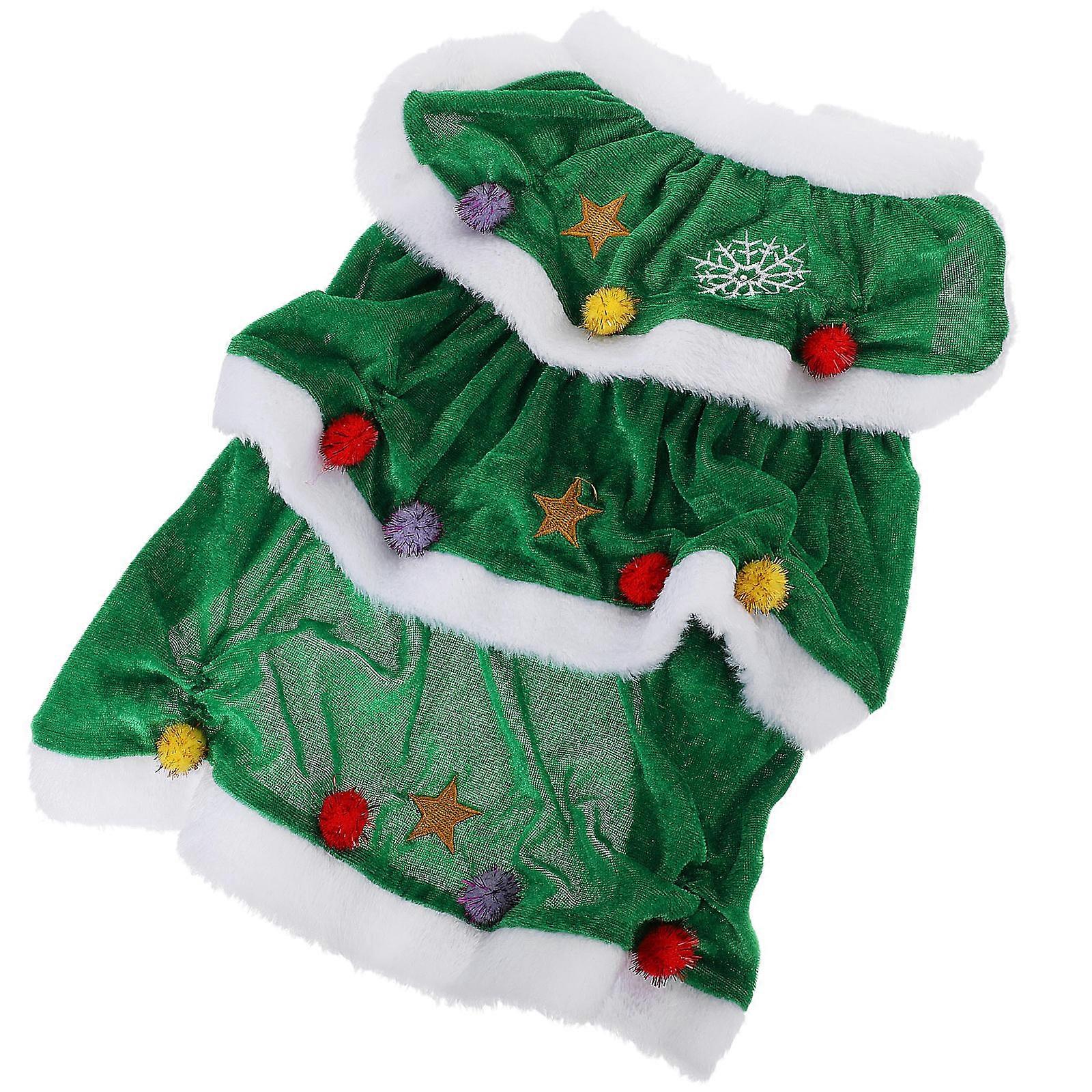 Lovely Pet Costume Christmas Tree Shaped Dog Winter Clothes Green Warm Easy to Put on for Party 1Pcs