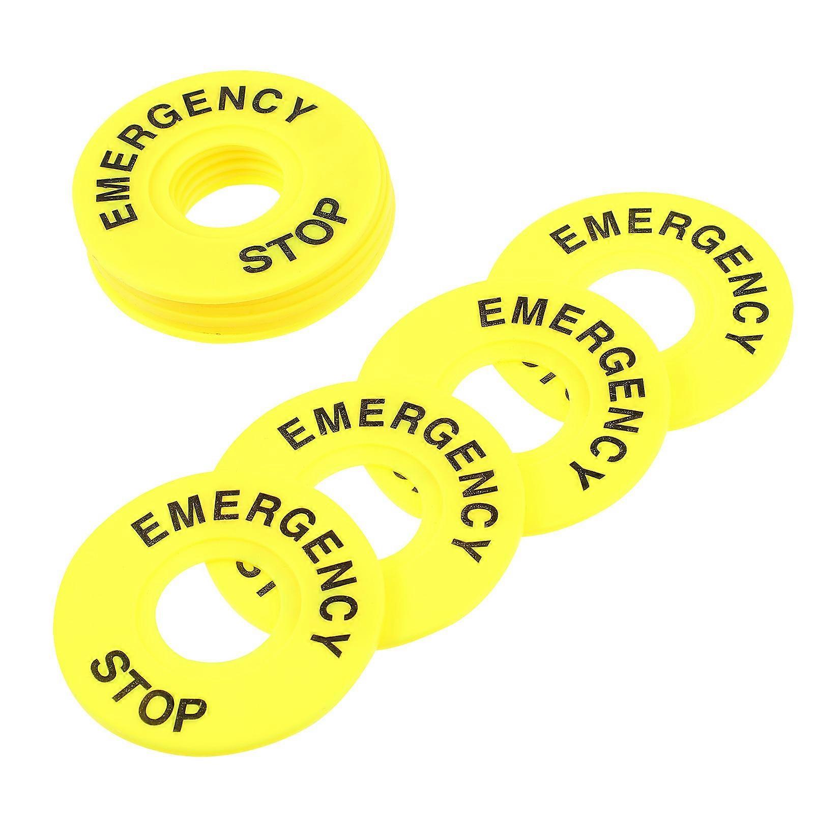 Emergency Stop Button Sign Emergency Stop Ring Emergency Situations Yellow PVC Material Push Button 10Set