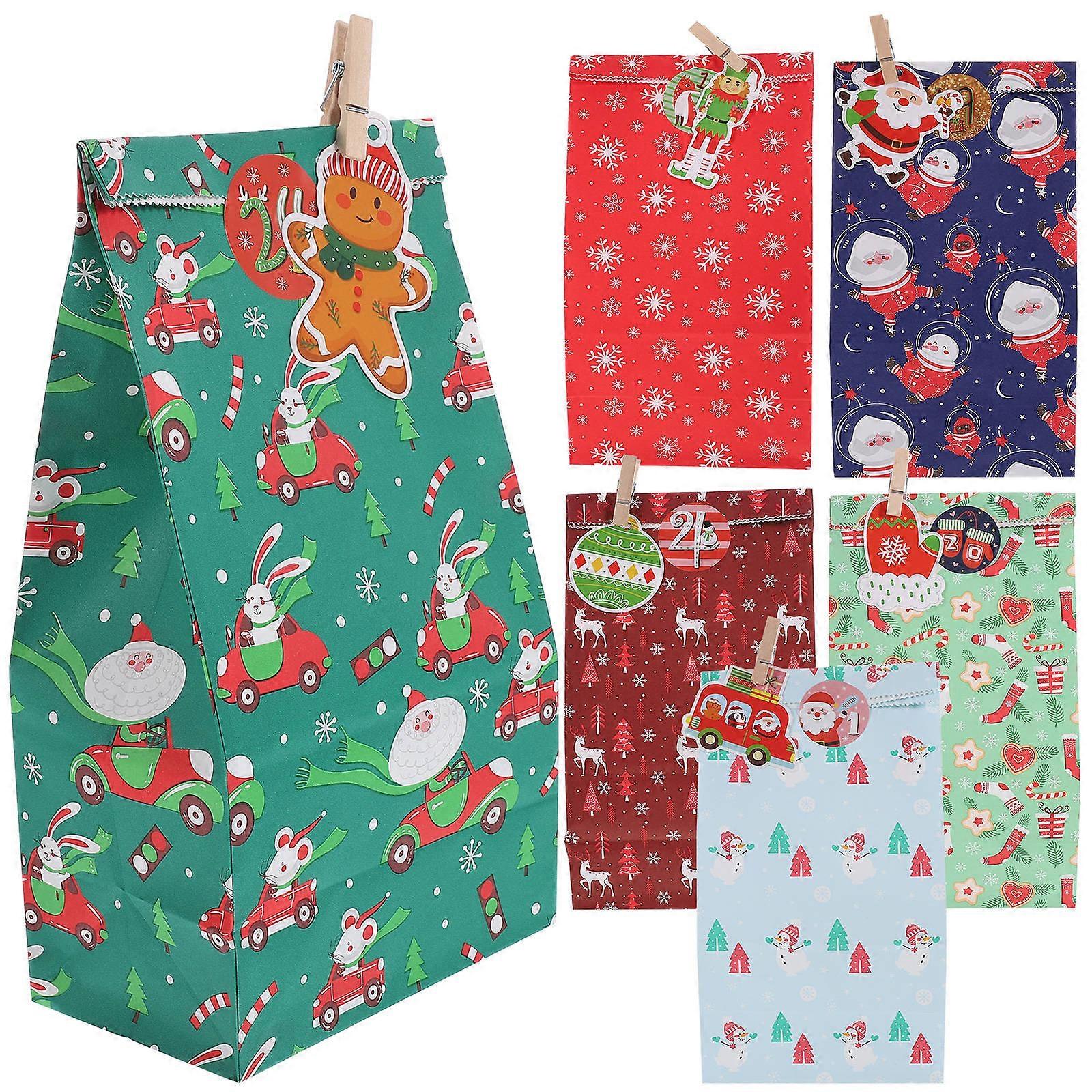 Paper Cookie Bags Countdown Paper Bags Party Accessories Rectangular Retro Design Assorted Color 23X12X1CM present Packing 1Set