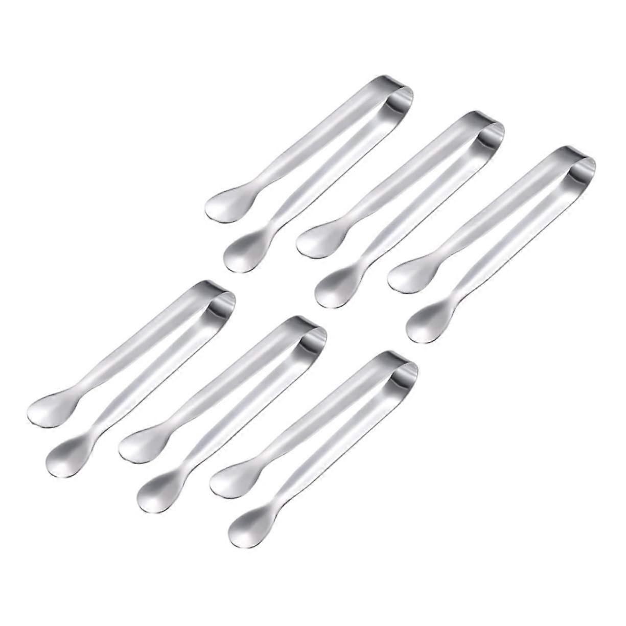 6-Pack Ice Tongs Stainless Steel Ice Clips with Sugar Cube Grips and Food Serving Style, Anti-Shedding Design