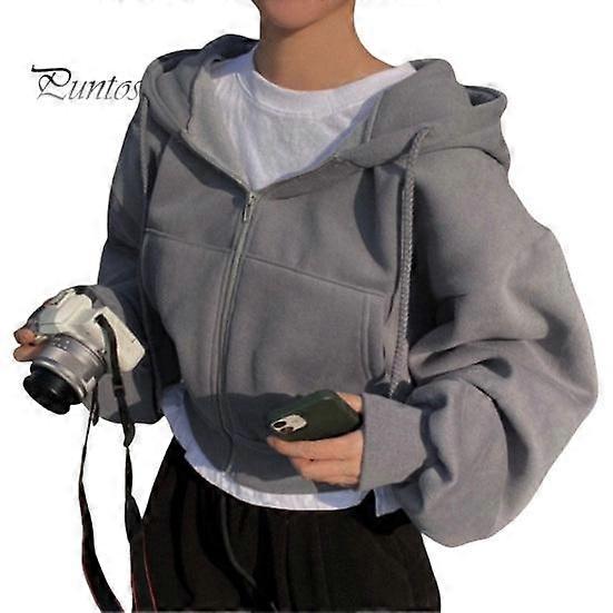 Autumn Spring Women Coat Hooded Drawstring Long Sleeves Pockets Zip-up Elastic Cuff Hem Loose Sport Hoodie Casual Daily Wear Jacket