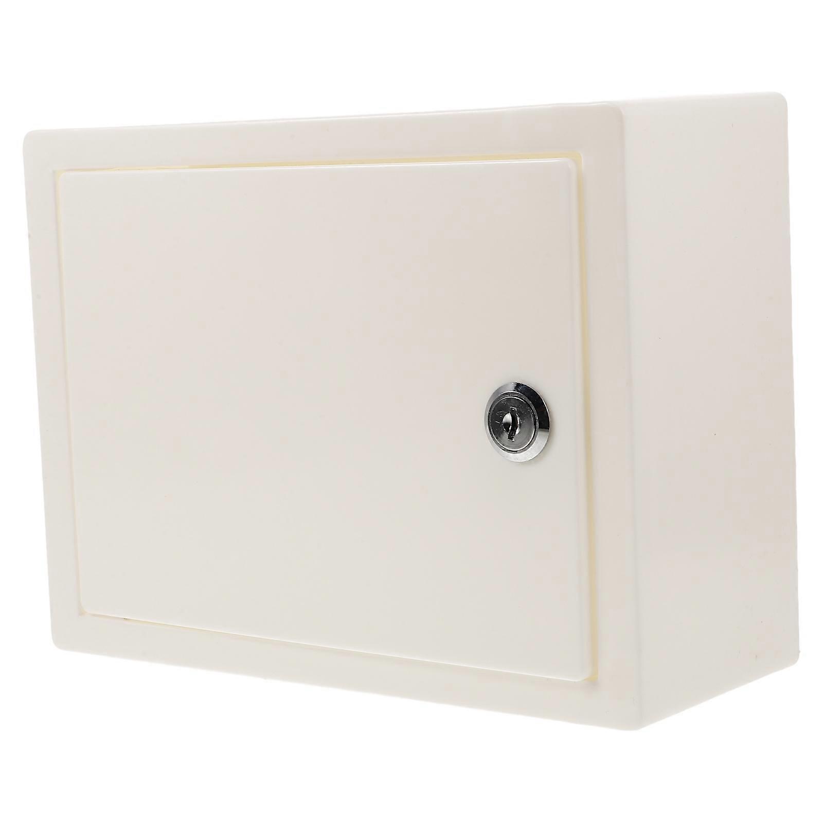 Small Lock Box With Key Plastic Storage Box Dorm Room White 23.10X17.60X9.50CM Cash Storage 1Set