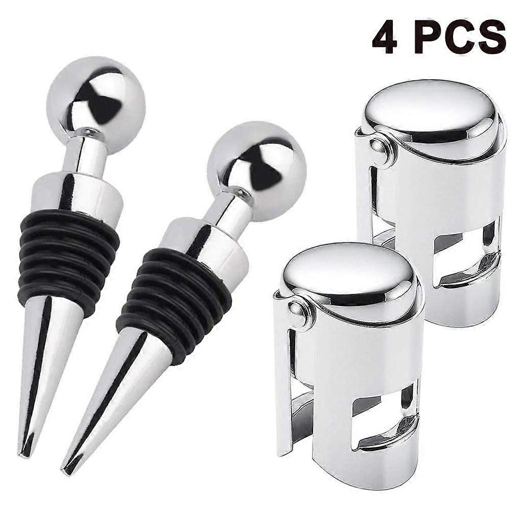 Wine & Champagne Bottle Stoppers, 4-Piece