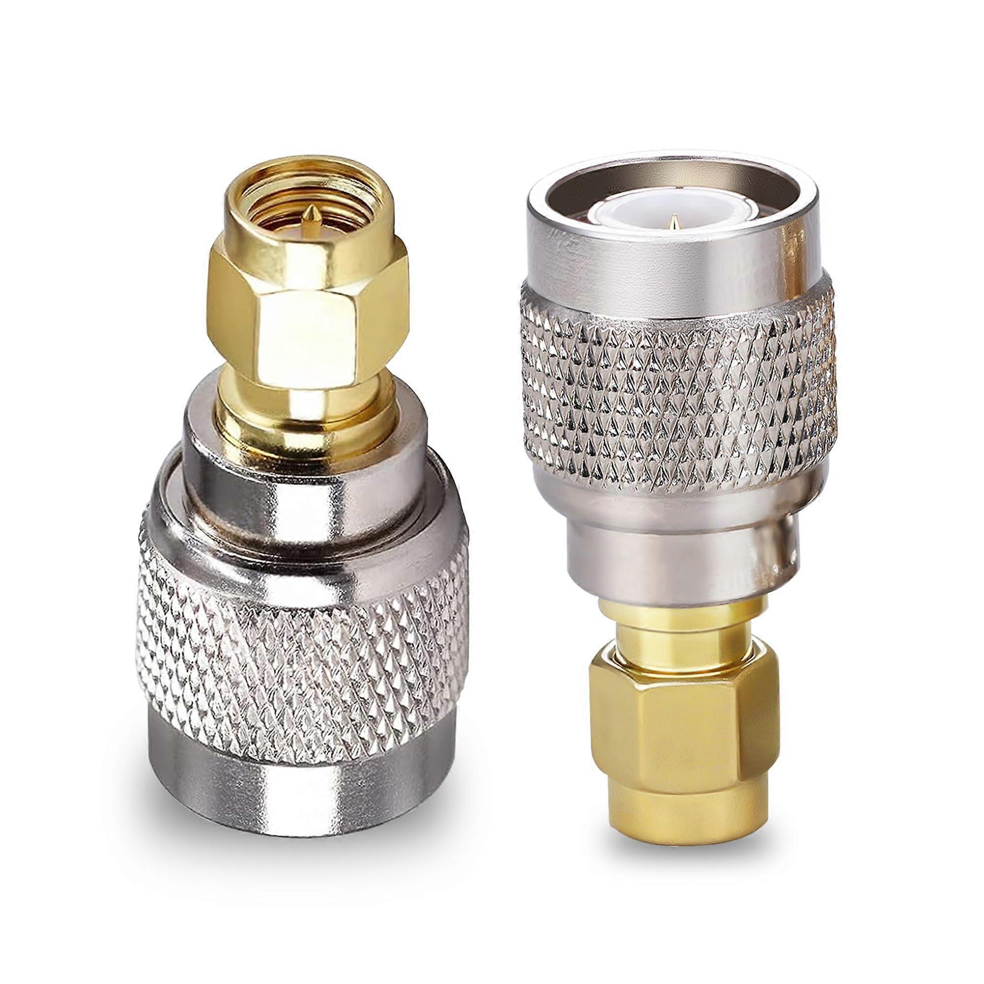 SMA to TNC Adapter 2pcs, SMA Male to TNC Male Coaxial Plug for Antenna Router, Durable Coaxial Connector
