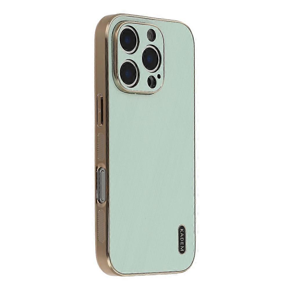 KADEM Compatible For iPhone 16 Pro Max Case Electroplating Silk Texture PU + TPU Phone Back Cover