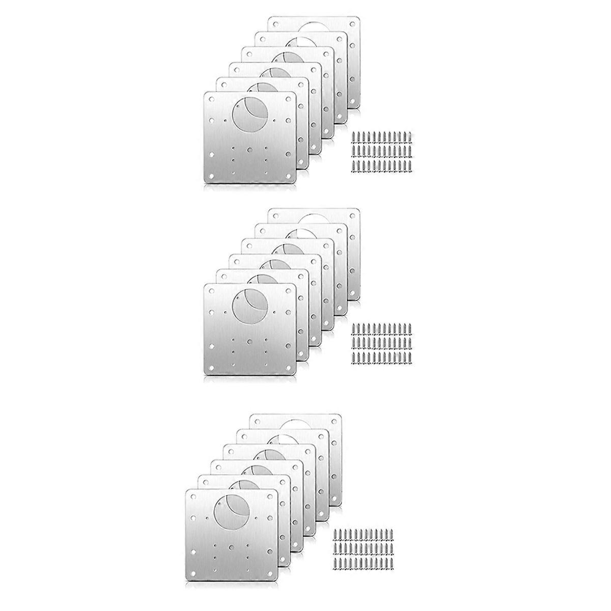 6 Pcs Cabinet Hinge Repair Plate Kit with Screws, Door Hinge Brackets